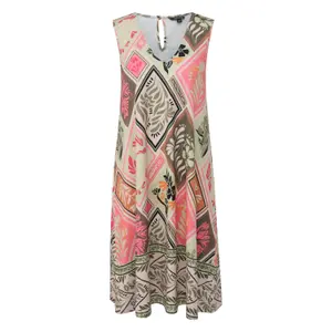 Sleeveless V-neck Printed Jersey Maxi Dress for Women COMMA image-0