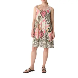 Sleeveless V-neck Printed Jersey Maxi Dress for Women COMMA image-2