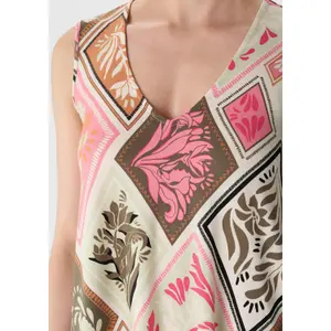 Sleeveless V-neck Printed Jersey Maxi Dress for Women COMMA image-3