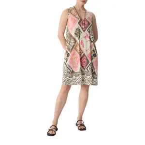 Sleeveless V-neck Printed Jersey Maxi Dress for Women COMMA image-6