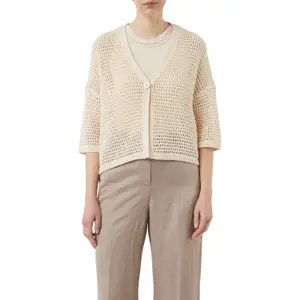 Women's Square Cut Cardigan with Openwork Pattern COMMA image-2