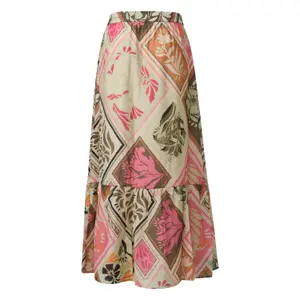 Women's Flared Midi Skirt with All-Over Print COMMA image-1
