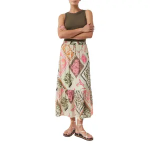 Women's Flared Midi Skirt with All-Over Print COMMA image-6