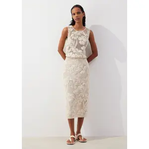 Women’s Lace Midi Fitted Skirt with Opaque Lining COMMA image-6