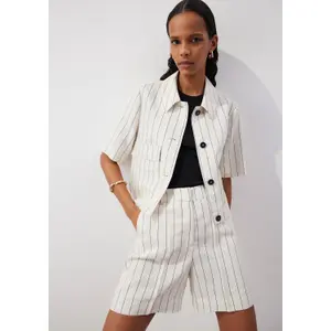 Striped Linen Shorts Women COMMA image-6