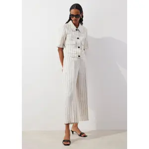Women's Striped Linen Trousers COMMA image-6