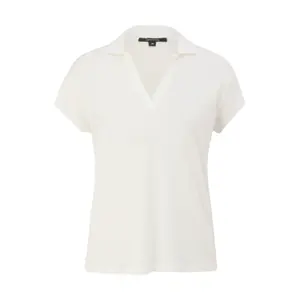 Women’s Polo Collar Linen Blend T-Shirt COMMA image-0