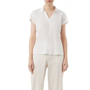 Women’s Polo Collar Linen Blend T-Shirt COMMA image-2