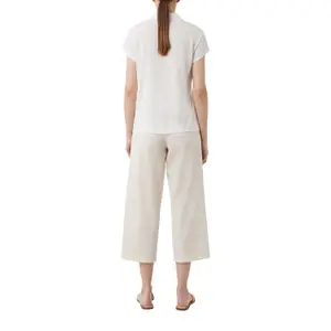 Women’s Polo Collar Linen Blend T-Shirt COMMA image-5