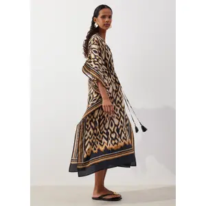 Women's All-Over Print Dress with Tying Belt COMMA image-6