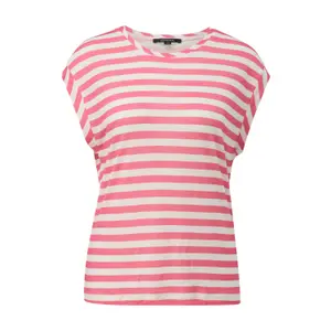 Women's Striped Linen Blend Jersey T-Shirt COMMA image-0