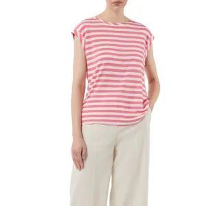 Women's Striped Linen Blend Jersey T-Shirt COMMA image-2