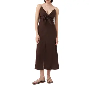 Womens Adjustable Thin Strap Fitted Maxi Dress with Bow COMMA image-2