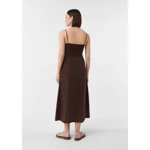 Womens Adjustable Thin Strap Fitted Maxi Dress with Bow COMMA image-4