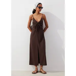 Womens Adjustable Thin Strap Fitted Maxi Dress with Bow COMMA image-6