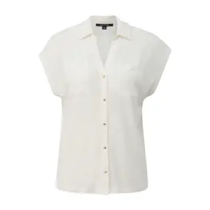 Womens Linen Blend Button-Up Shirt with Patch Pockets COMMA image-0