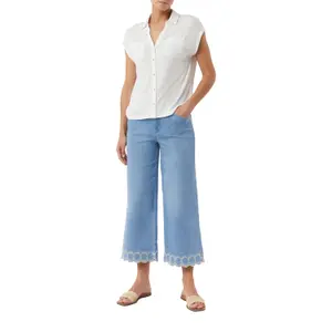Womens Linen Blend Button-Up Shirt with Patch Pockets COMMA image-6
