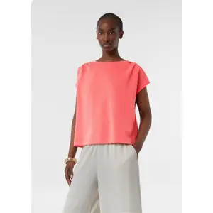 Soft Modal Jersey Pleated Round Neck T-Shirt Women COMMA image-6