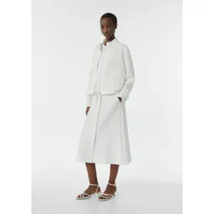 Midi Skirt with Belt and Textured Pattern Woman COMMA image-6