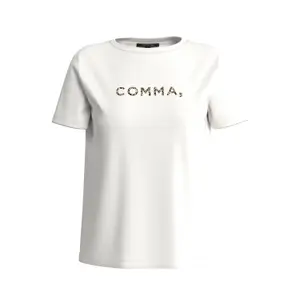 Printed Front Design Cotton Blend T-Shirt for Women COMMA image-0