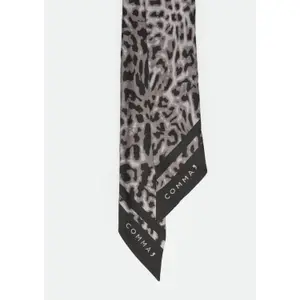 Silk Animal Print Scarf for Women COMMA image-1