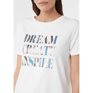 Women's Cotton Blend Jersey T-shirt with Sparkling Print COMMA image-3