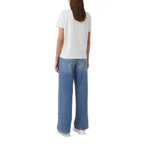 Women's Cotton Blend Jersey T-shirt with Sparkling Print COMMA image-5