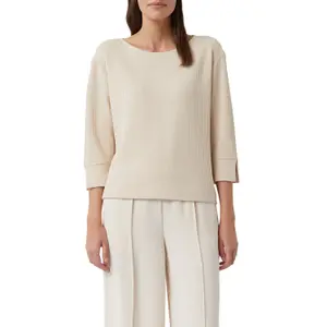 Women's Pleated Round Neck Soft Modal Jersey Top COMMA image-2