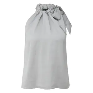 Sleeveless Satin Blouse with Bow Tie Collar and Ruffles Women's COMMA image-0