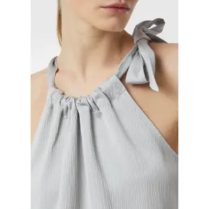 Sleeveless Satin Blouse with Bow Tie Collar and Ruffles Women's COMMA image-3