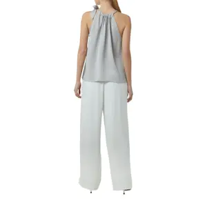 Sleeveless Satin Blouse with Bow Tie Collar and Ruffles Women's COMMA image-5