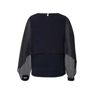 Womens Round Neck Elastic Cuff Mousseline Blouse COMMA image-1