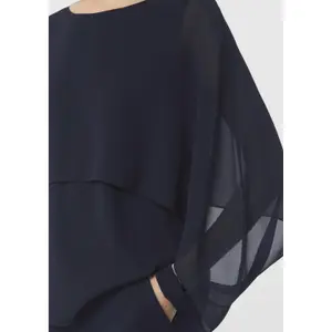 Womens Round Neck Elastic Cuff Mousseline Blouse COMMA image-3
