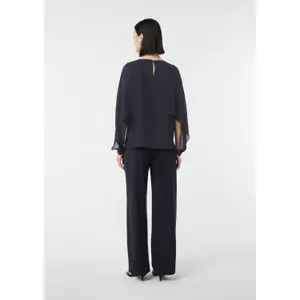 Womens Round Neck Elastic Cuff Mousseline Blouse COMMA image-4