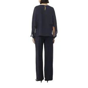 Womens Round Neck Elastic Cuff Mousseline Blouse COMMA image-5