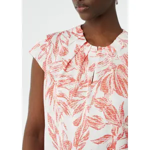 Women's Satin Blouse with Printed Pattern and Gathered Details COMMA image-1