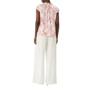 Women's Satin Blouse with Printed Pattern and Gathered Details COMMA image-3