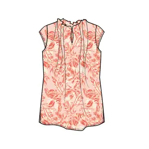 Women's Satin Blouse with Printed Pattern and Gathered Details COMMA image-4
