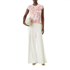 Women's Satin Blouse with Printed Pattern and Gathered Details COMMA image-5