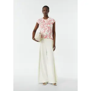 Women's Satin Blouse with Printed Pattern and Gathered Details COMMA image-6