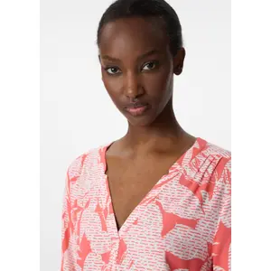 Printed Tunic Collar Blouse with Pleats for Women COMMA image-1
