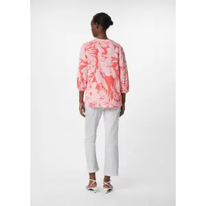 Printed Tunic Collar Blouse with Pleats for Women COMMA image-2