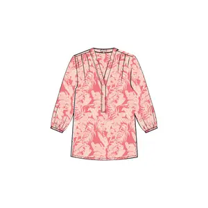 Printed Tunic Collar Blouse with Pleats for Women COMMA image-4