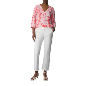 Printed Tunic Collar Blouse with Pleats for Women COMMA image-5
