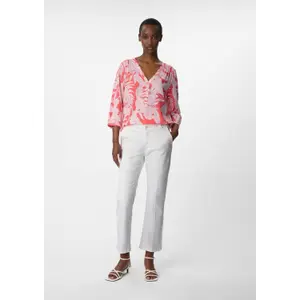 Printed Tunic Collar Blouse with Pleats for Women COMMA image-6