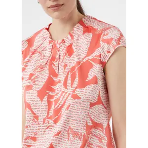 Women's Satin Blouse with Printed Pattern and Gathered Details COMMA image-1