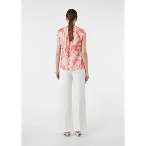Women's Satin Blouse with Printed Pattern and Gathered Details COMMA image-2
