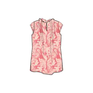 Women's Satin Blouse with Printed Pattern and Gathered Details COMMA image-4