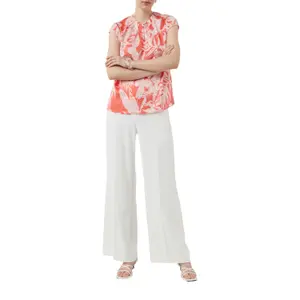 Women's Satin Blouse with Printed Pattern and Gathered Details COMMA image-5