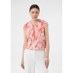 Women's Satin Blouse with Printed Pattern and Gathered Details COMMA image-6
